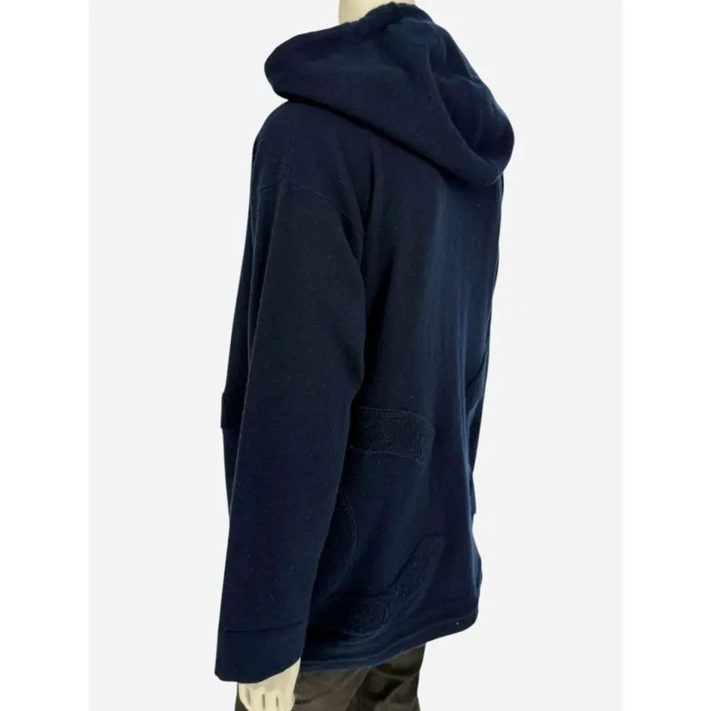 Chanel Navy Blue Cashmere Hoodie with Silver Hardware – Size 36